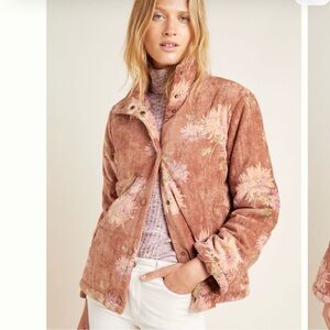 Anthropologie Edie Corduroy Puffer Jacket sz XL rose blush mauve WARM and CUTE!